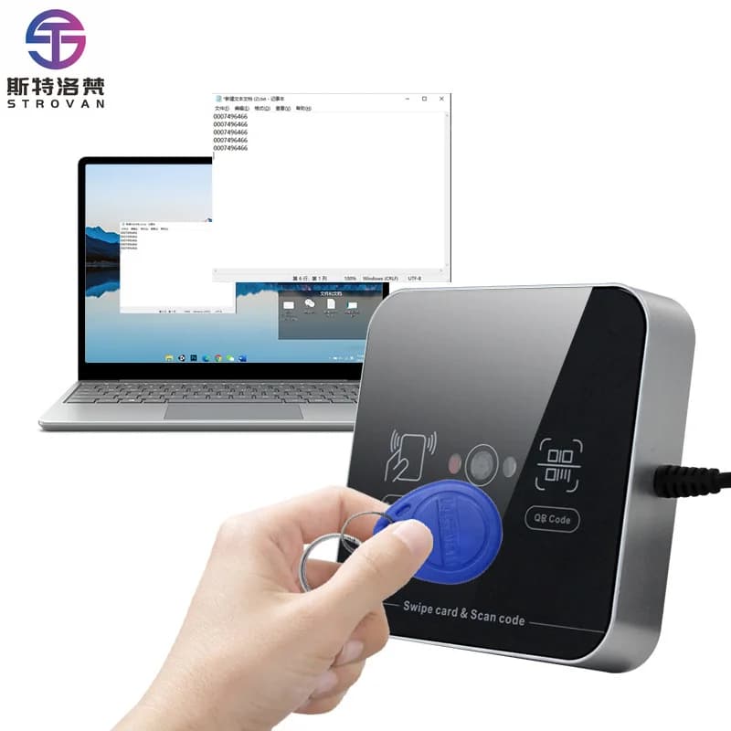Lettore di Carte NFC ID IC Intelligente 125Khz, Scanner di Codici QR 1D 2D RFID, Lettore di Carte Contactless con Interfaccia USB da Tavolo