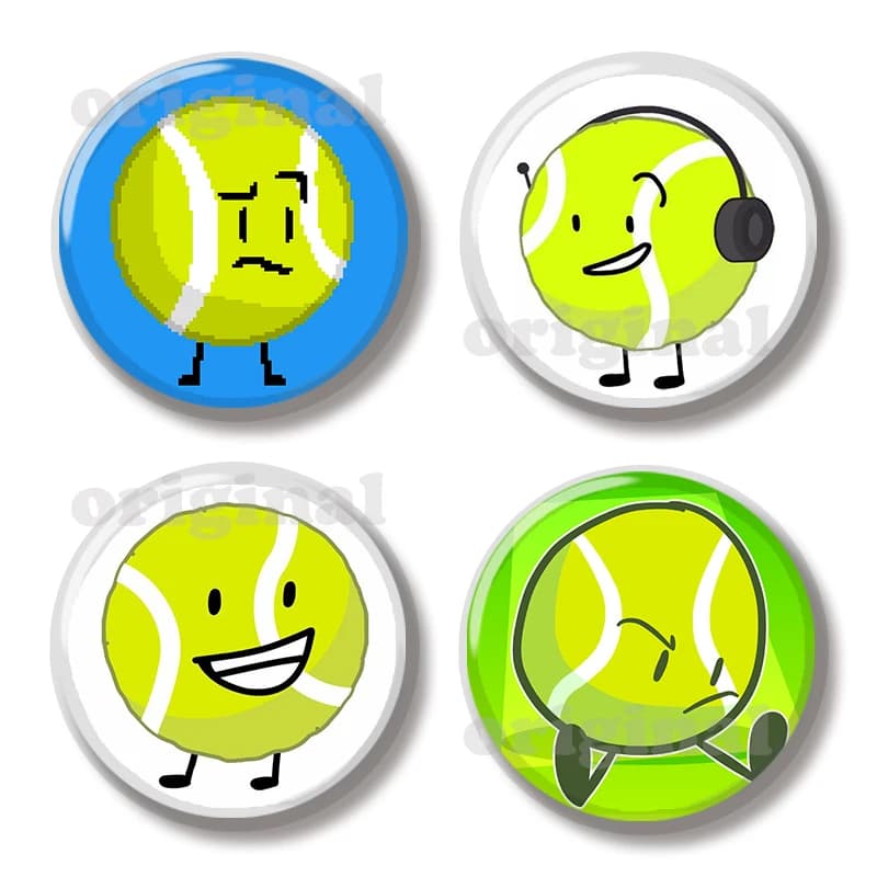 Spilla a forma di palla da tennis BFDI da 44 mm, spilla morbida, gioiello creativo, distintivo, spilla a spilla, spilla da bavero, decorazione per borsa, zaino, cappello
