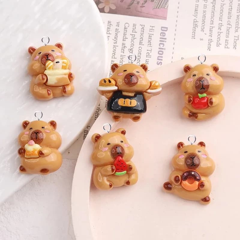 10pcs Cartoon Animals Capybara Resin Floating Charms Kawaii Pendant Flatback for Jewelry Making Diy Earrings Keychain