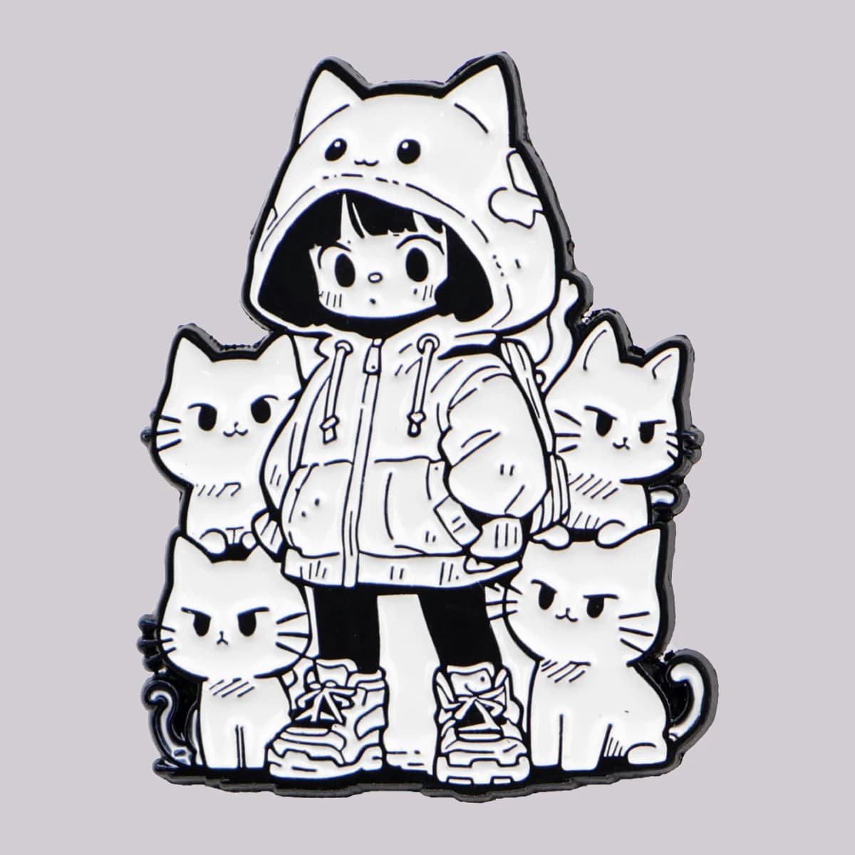 Spilla smaltata per ragazza cartone animato Spilla gatto carino Pini Spille da bavero Distintivo sullo zaino Accessori di abbigliamento Gioielli Manga Regali per amici