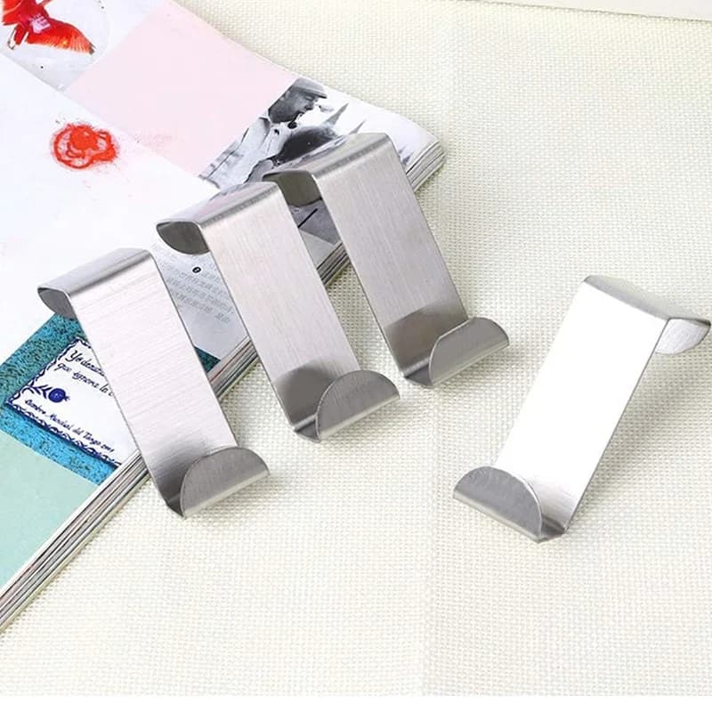 4 pcs Over Door Hooks, Stainless Steel Clothes Hanger, Space-Saving Door Organizer, No Drill Wall Mounted Hook Rack
