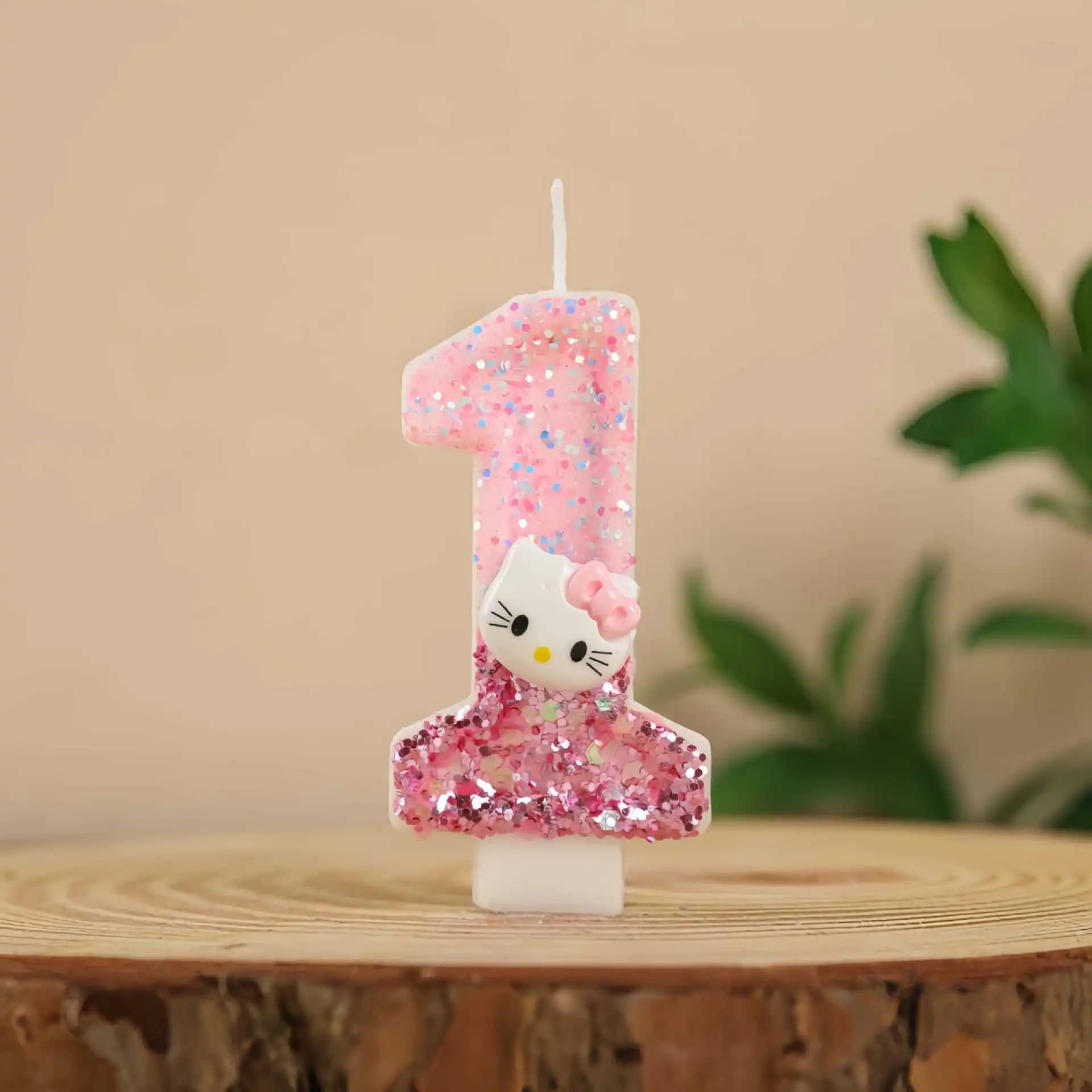3D Numerical Candles with Reason Hello Kitty from 0 to 9, Birthday Cake Decorations for Children, Anime Theme Party Supplies and Baby Shower