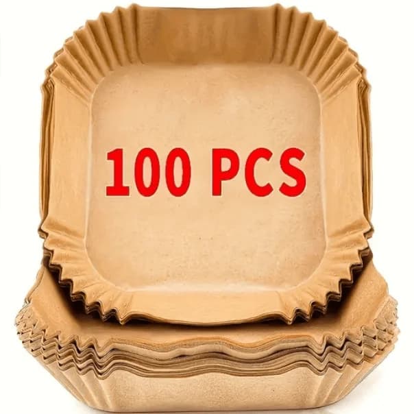 100 Fogli Quadrati, Circolari, per Friggitrice ad Aria/Antiaderenti, Resistenti all'Olio, Usa e Getta, Comodi Accessori per Friggitrice ad Aria, Forno, Ba
