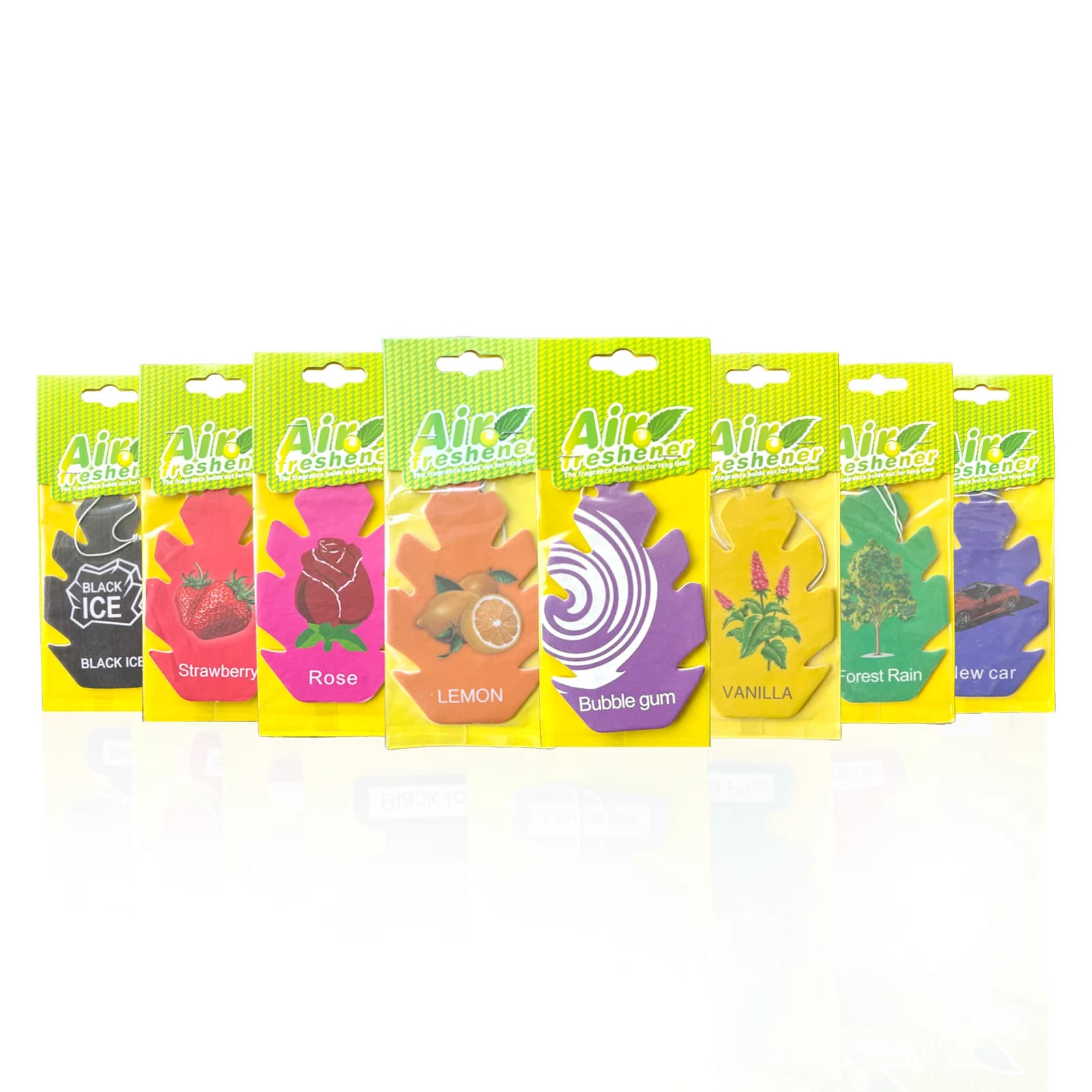 5/10 pezzi di ornamenti pendenti a forma di foglia per deodorante per auto, biglietto profumato per auto, diverse fragranze disponibili, profumo fresco a lunga durata
