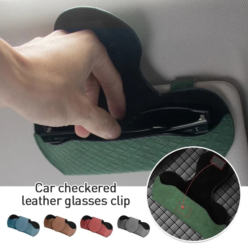 Porta occhiali da sole per auto in morbida pelle scozzese Custodia per occhiali parasole creativa Forniture per riporre accessori interni auto