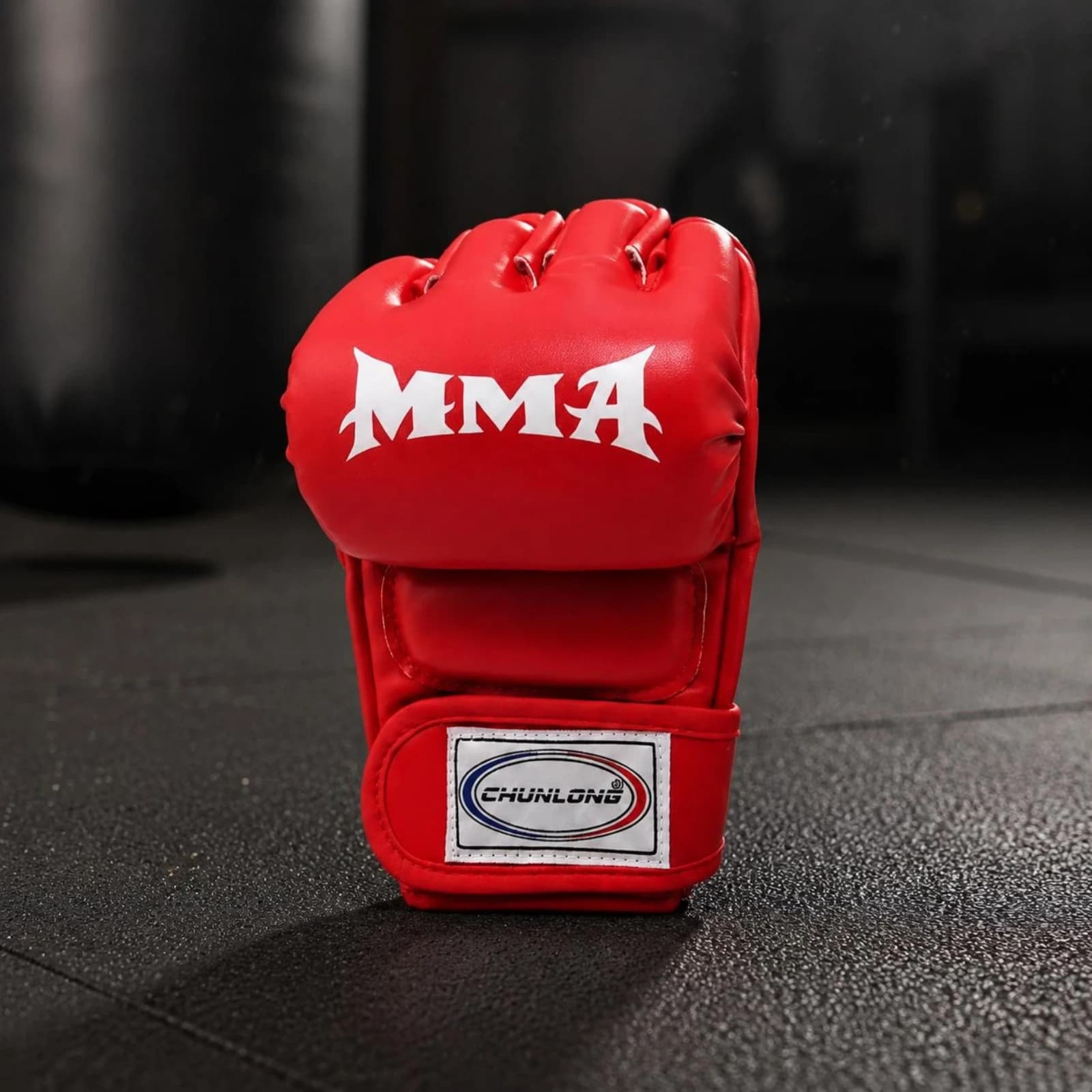 MMA Half Finger Gloves Fingerless Design Half Finger Boxing Gloves Padded Adjustable Wrist Strap for Beginners, Gym