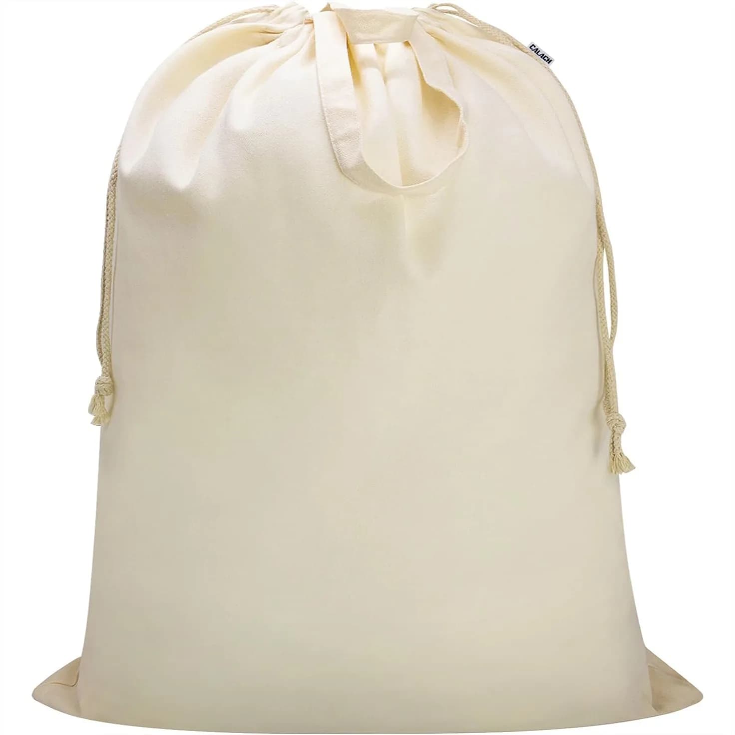 Sacco per Bucato in Tela Extra Large con Manici e Cordoncino, Resistente e Lavabile, per Contenitore Portabiancheria, Beige XL, Confezione da 1