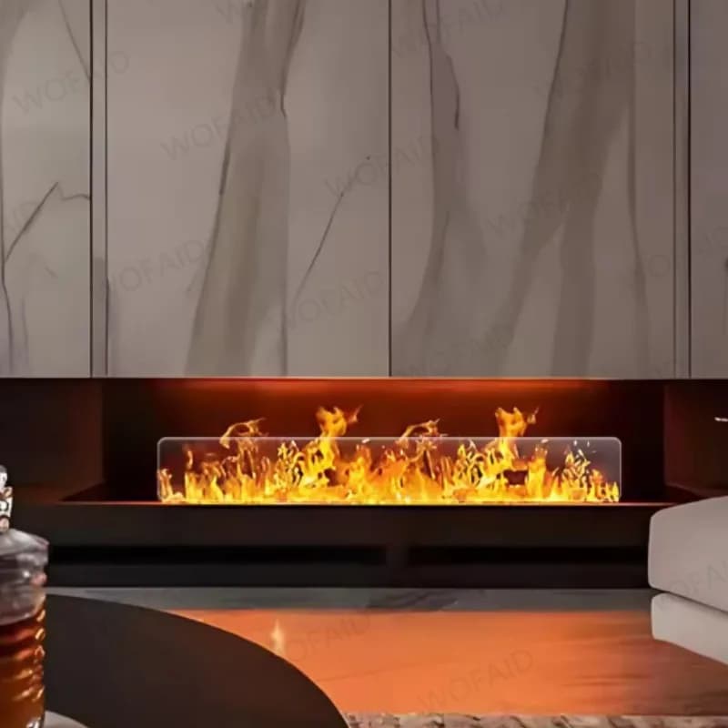 Caminetto Elettrico Decorativo con Deflettore (Vetro Simulato) e Suono di Legna che si Schiaccia, Umidificatore con Fiamma Colorata e Nebbia
