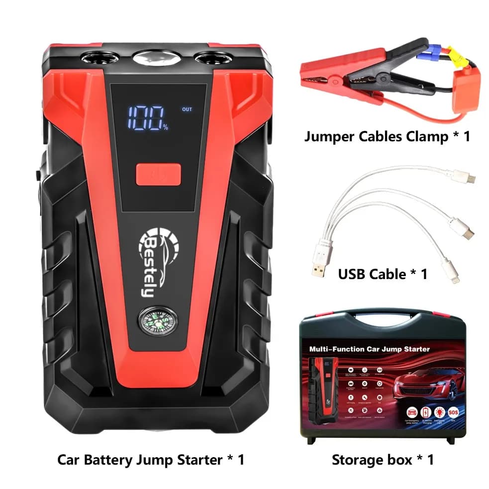 Avviatore portatile al litio aggiornato 2025, Power Bank da 12 Volt 99800 mAh con doppia uscita USB e torcia elettrica, batteria per auto di emergenza