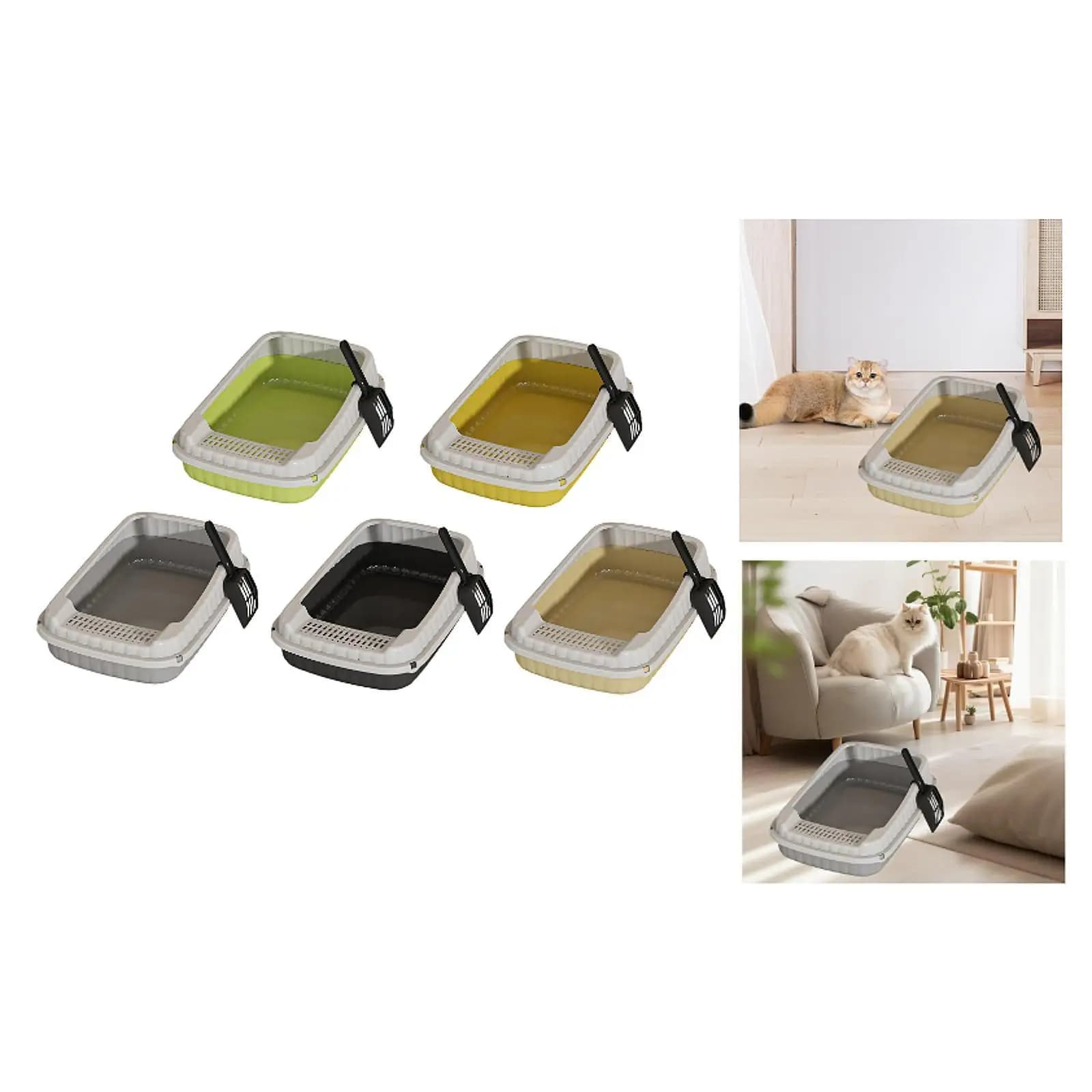Detachable Cat Toilet Tray Semi Enclosed Open Top Litter Pan Kitten Sand Box for Indoor Cat Enclosures and Cages