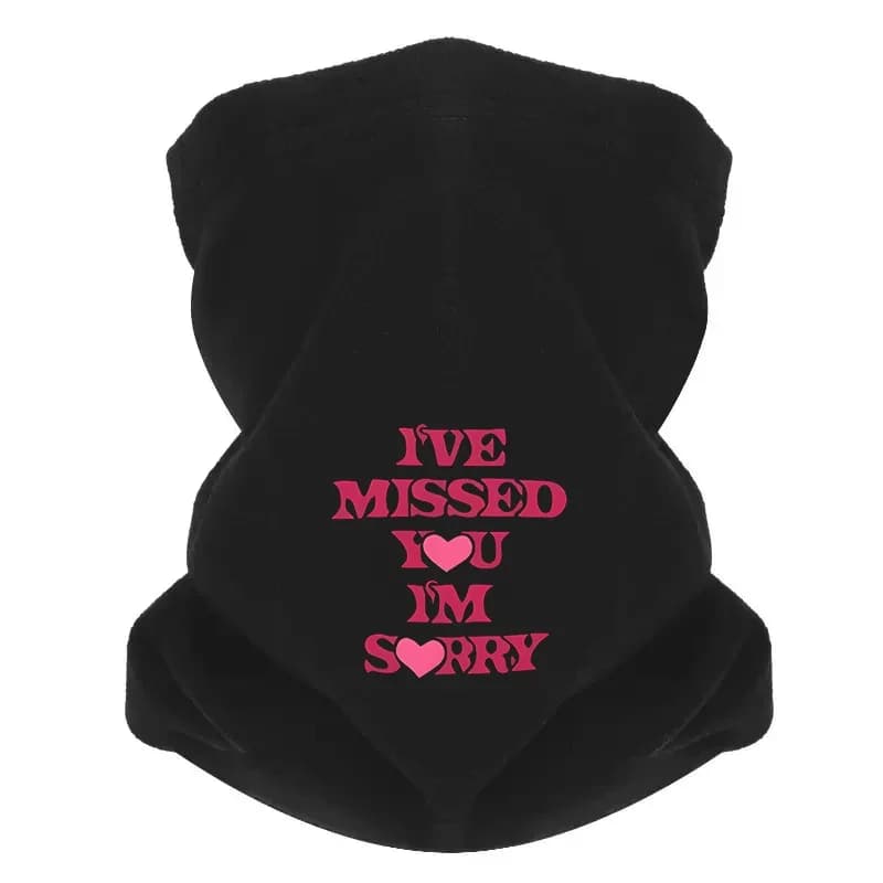 Love hearts,miss you,I'm sorry Men Outdoor Scarf Mask Neck Gaiter Hat Women cap Headgear Windproof Keep Warm Winter Multifunctio