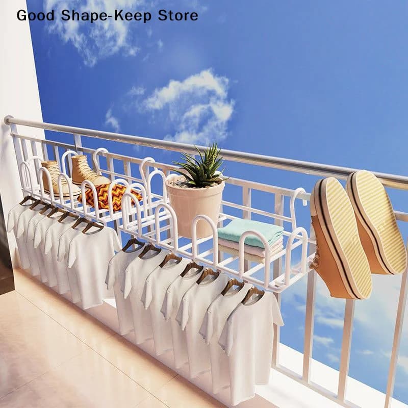Stendibiancheria da Balcone Minimalista, Supporto Multifunzionale per Vestiti e Scarpe, da Interno ed Esterno, da Appendere al Davanzale