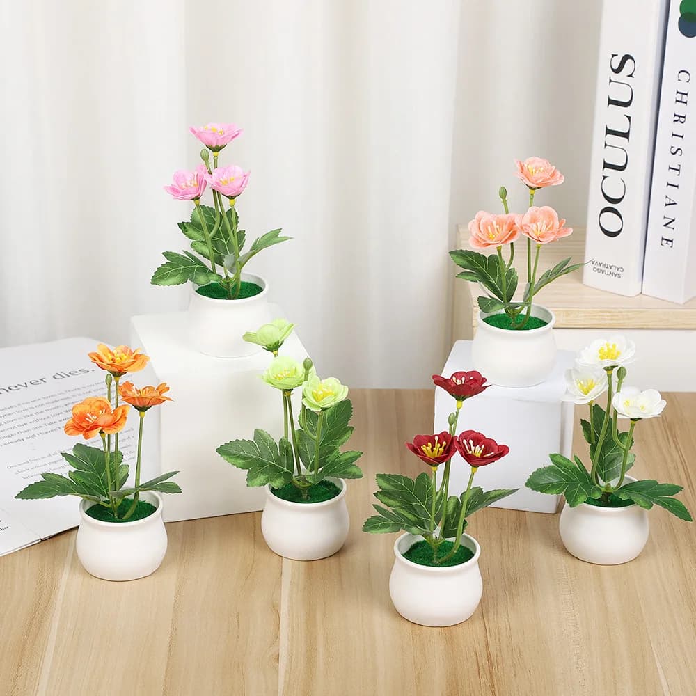 Bonsai di Fiori di Prugna Artificiali in Seta, Pianta Finta per Casa, Sala da Pranzo, Ufficio, Vaso, Decorazione per Matrimoni e Regali