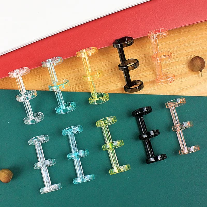 50pc 3 Holes Mobile Sheet Collector Ring Notebook Spring Spiral Rings Stripe Buckle Clip Binding Clip School Material Stationery