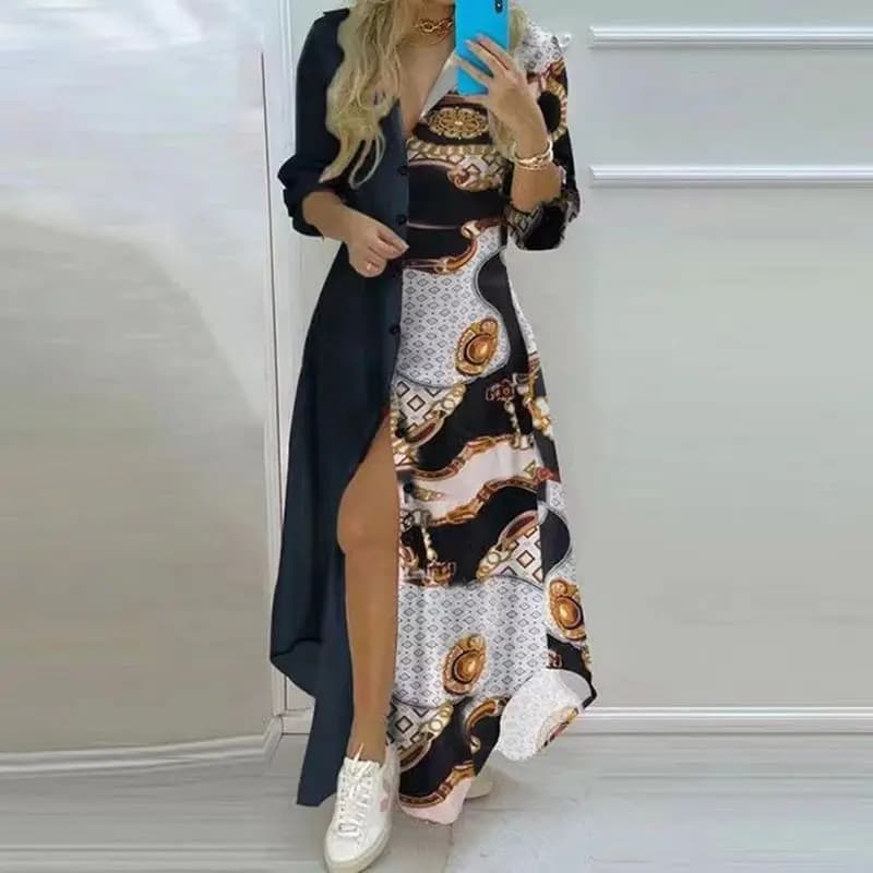 Vintage plus Size Black Long Casual Dress Autumn 2024 Women's Fashion Elegant Gown Other Material 100% Ladies' Dress