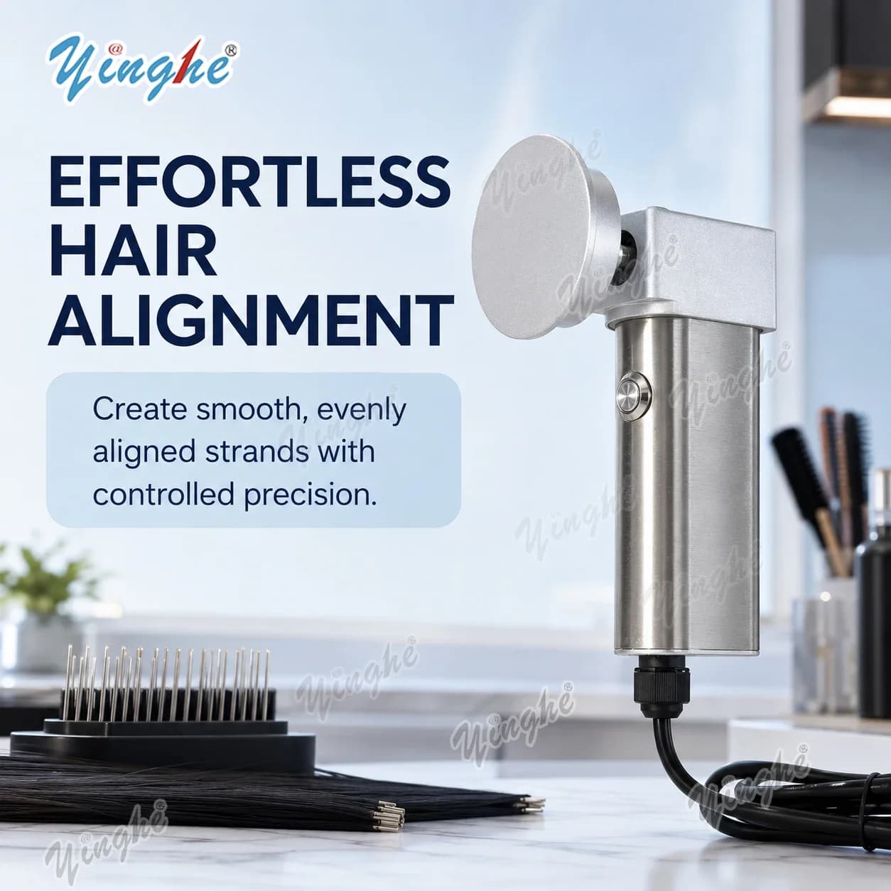 2026 Auto Hair Aligner Machine,Portable Stainless Steel Hair Straightener Organizer,Batch Making Hair Bundles for Salon&Home Use