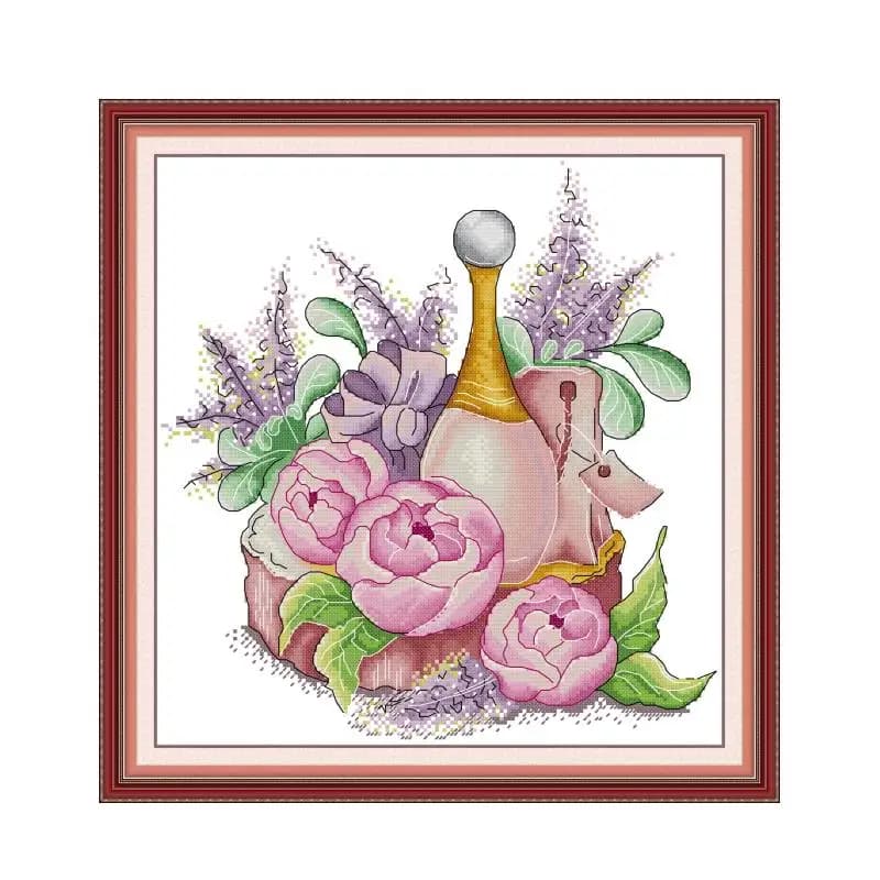 Profumo di peonia Still Life punto croce filo di cotone fai da te ricamo 14CT/11CT panno bianco tela stampata cucito Kit da cucito