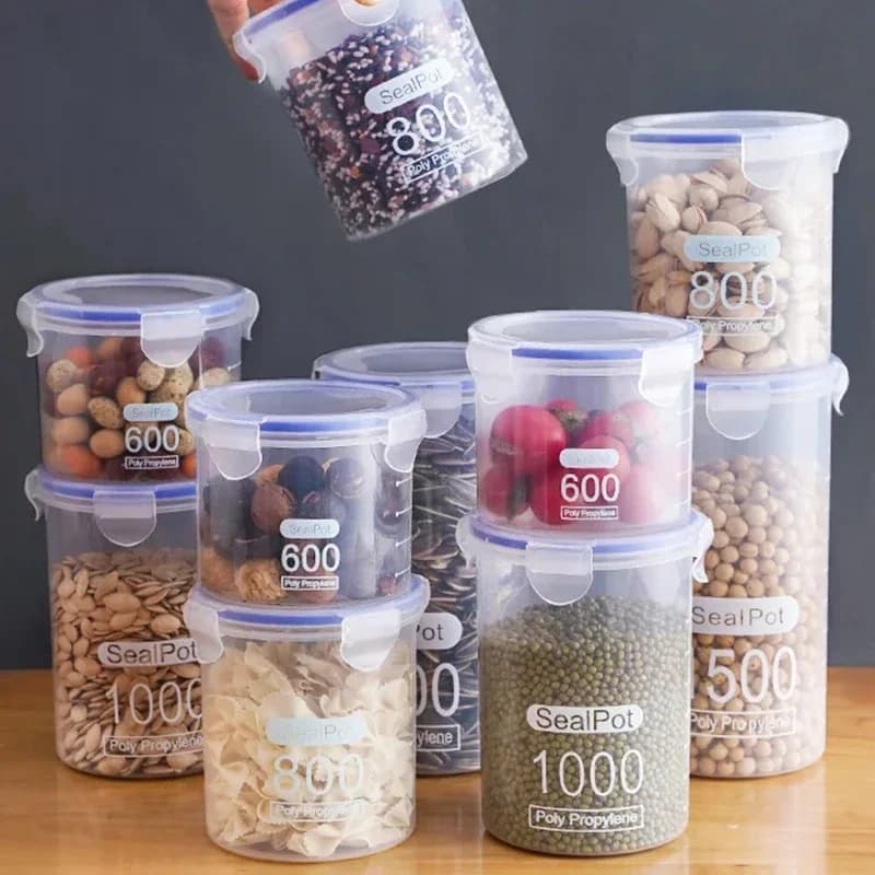 1/4PCS Barattoli Sigillati Con Bilancia Grano Frigorifero Da Cucina Organizzare Contenitore Sigillato Barattolo Trasparente Spezie Zucchero Scatole di Immagazzinaggio