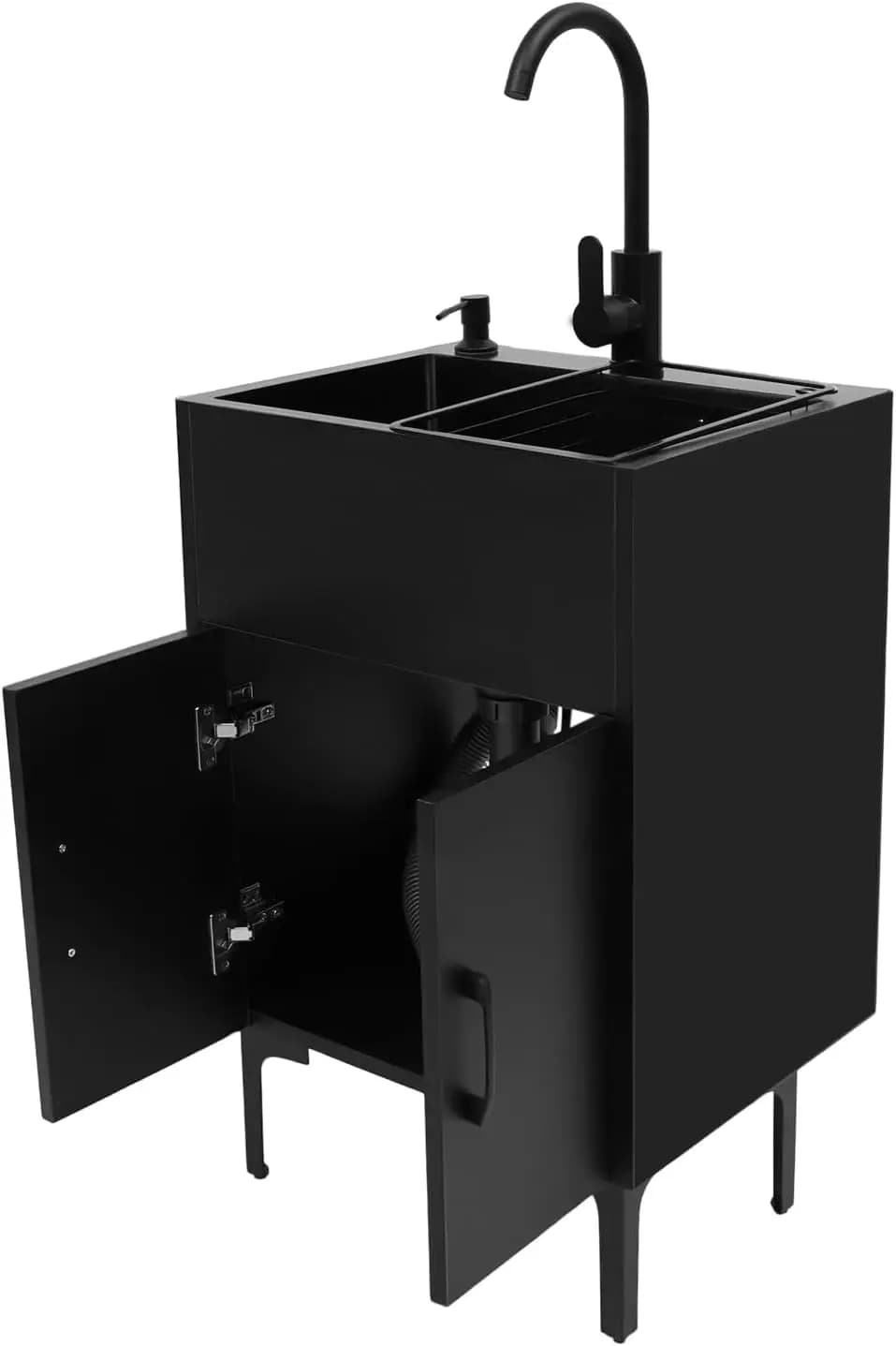 Lavello per Lavanderia da 20 Pollici con Mobile e Lavello in Acciaio Inox, Mobile Lavello da Cucina Indipendente con Kit di Drenaggio e Dispenser Sapone