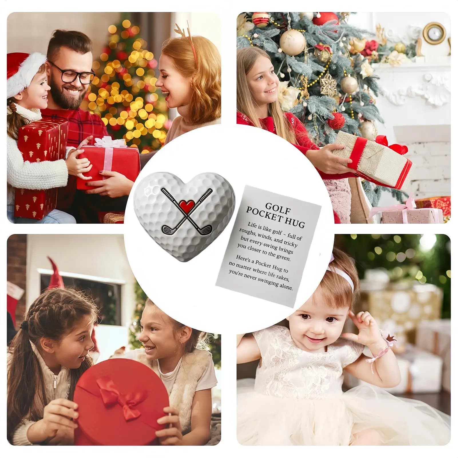 Pallina da golf tascabile Palla a forma di cuore Incoraggiamento Carte con citazione ispiratrice per Natale Donna Uomo Fidanzato Collezionisti Amico