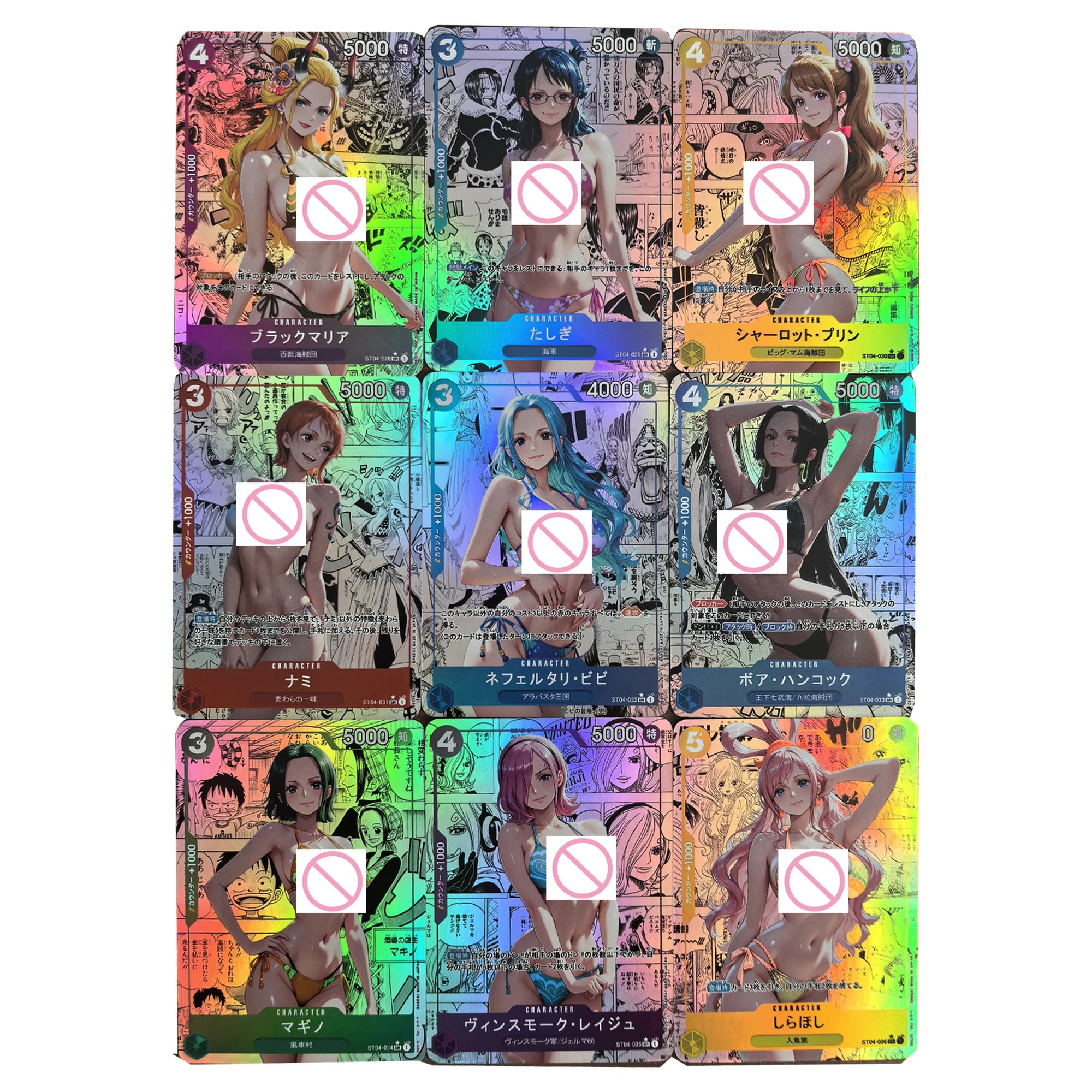 Set da 9 Pezzi Fai-da-te: Carte Anime One Piece Nami Vivi con Costume da Bagno, Collezione Flash a Colori Riflettenti OPCG Reiju - Regalo Giocattolo