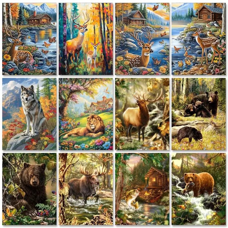 GATYZTORY Forest Paint By Numbers Frameless Paint With Numbers Animal Acrylic Paint Wall Art Coloring By Numbers