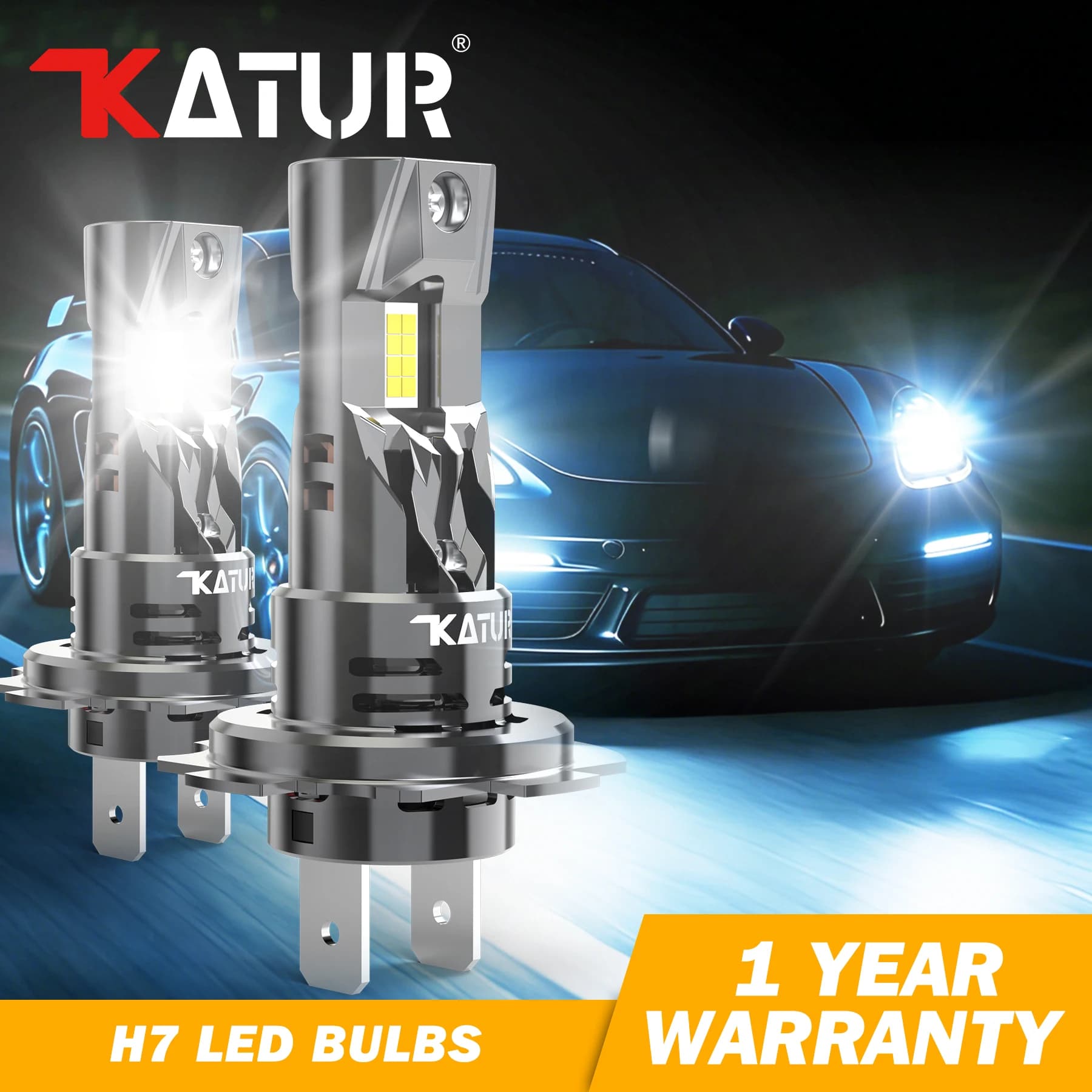 Katur 2x H7 Car Led Bulbs Auto Headlight with Fan Turbo Diode Super Led Car Head Lamp For VW T4 T5 Passat B6 B5 B7 Cc B8 Kia