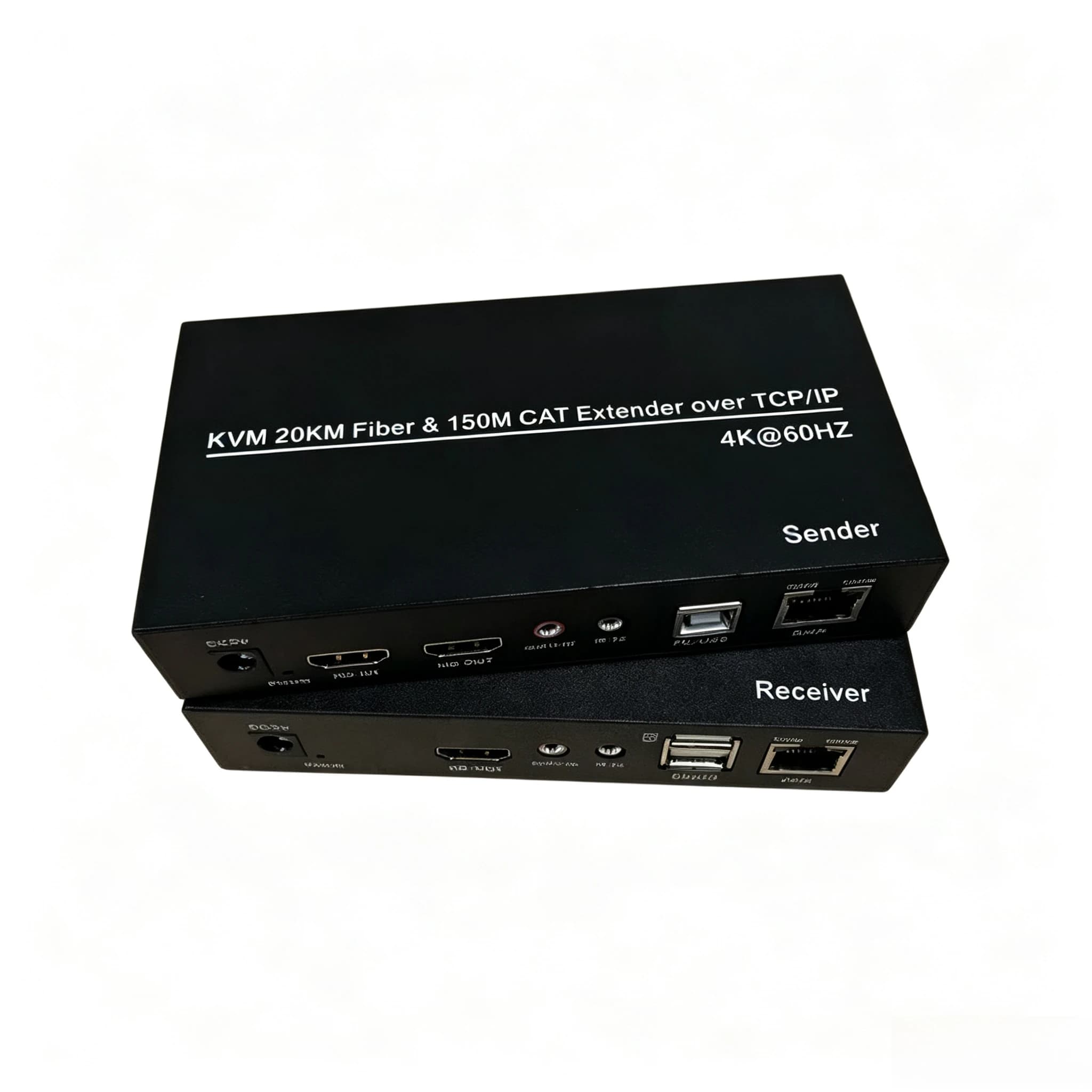 20KM 4K@60Hz HDMI Fiber KVM Extender SC Optical Cable Transmitter Receiver Kit Support USB Keyboard Mouse for PC NVR TV