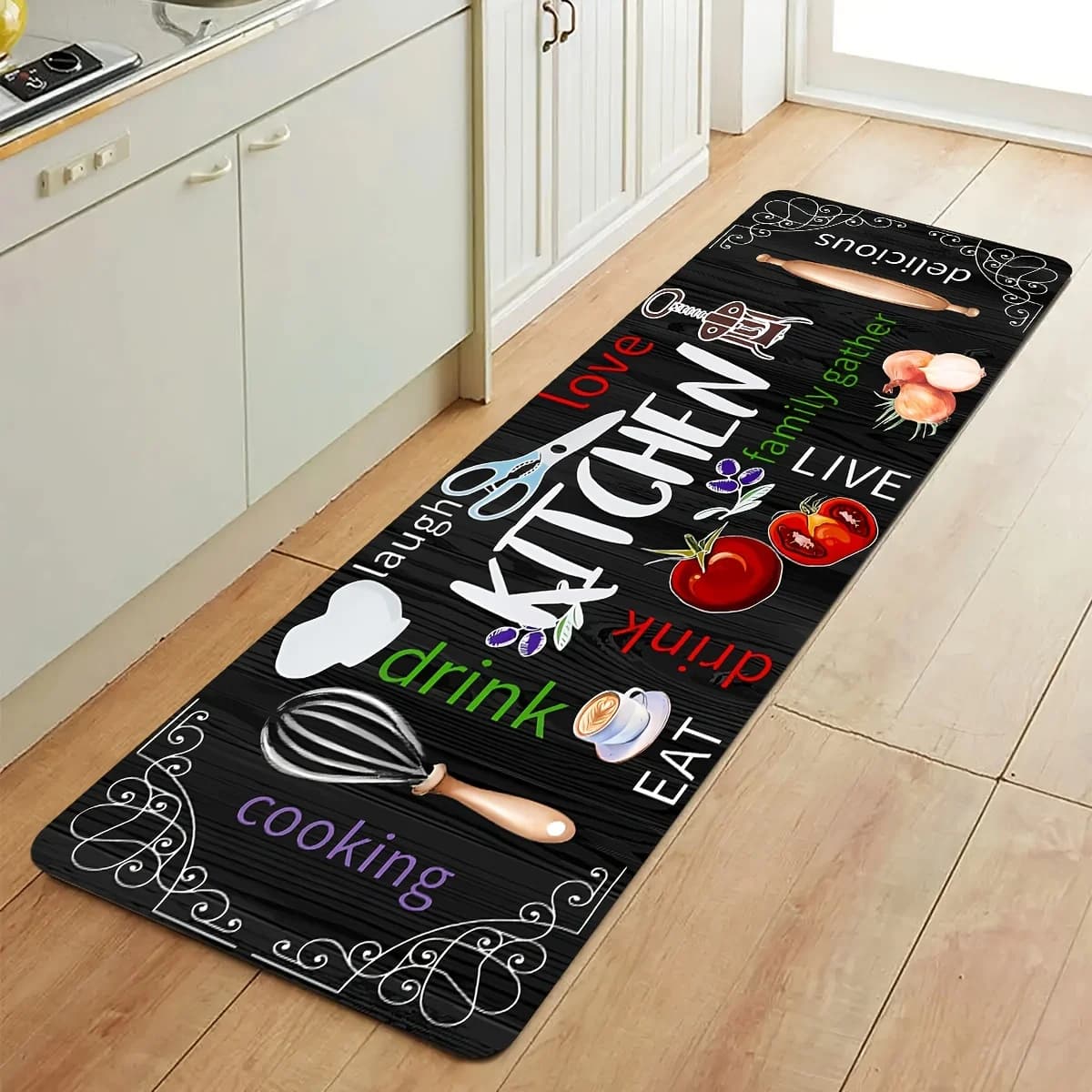 Kitchen Knives, Forks Cooking Utensils Vegetables Set, Printed Rug Indoor And Outdoor Entrance Door Laundry Room Bathroom Pad