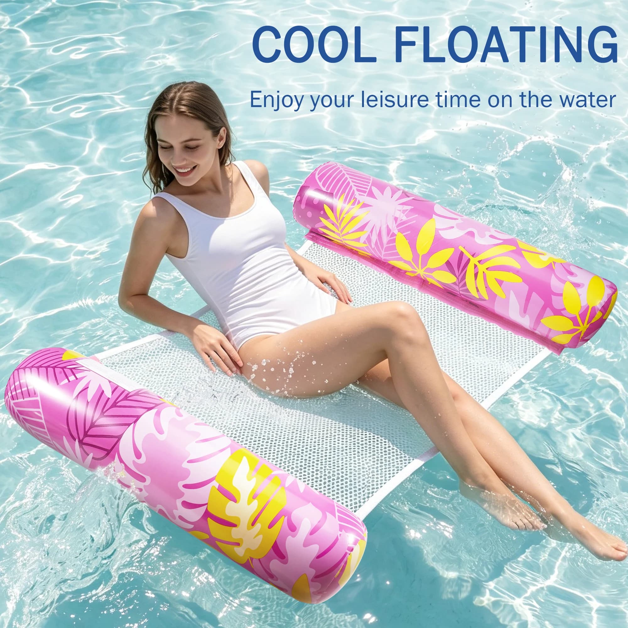 Beach Vacation Bundle Kit Inflatable Water Hammock Floating Pool Lounge Waterproof Phone Pouch Disposable Soft Bath Towel Summer Swimming Pool Lake Travel Essentials Set