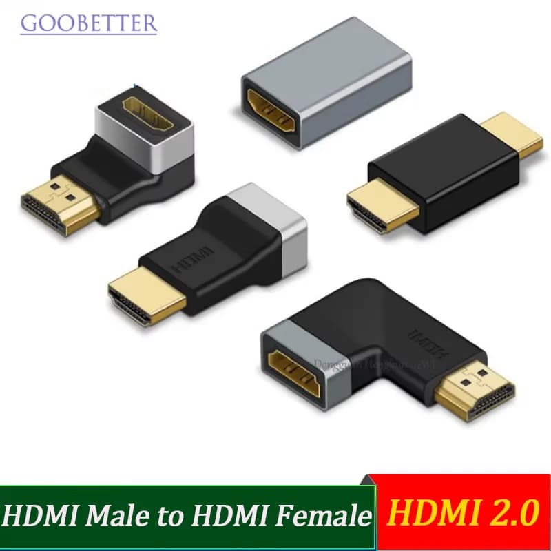 4K HDMI 2.0 ad angolo retto 90/270 ° Adattatore M/F placcato in oro per PS5/PS4/Laptop/TV - Senza ritardi, HDCP 2.2, Easy Plug