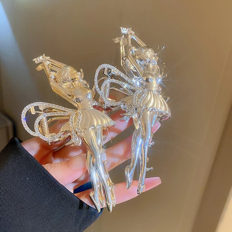Fermaglio per capelli per ragazza da balletto con diamanti, design unico, accessorio per clip di squalo in metallo per updo 1/2 pezzi