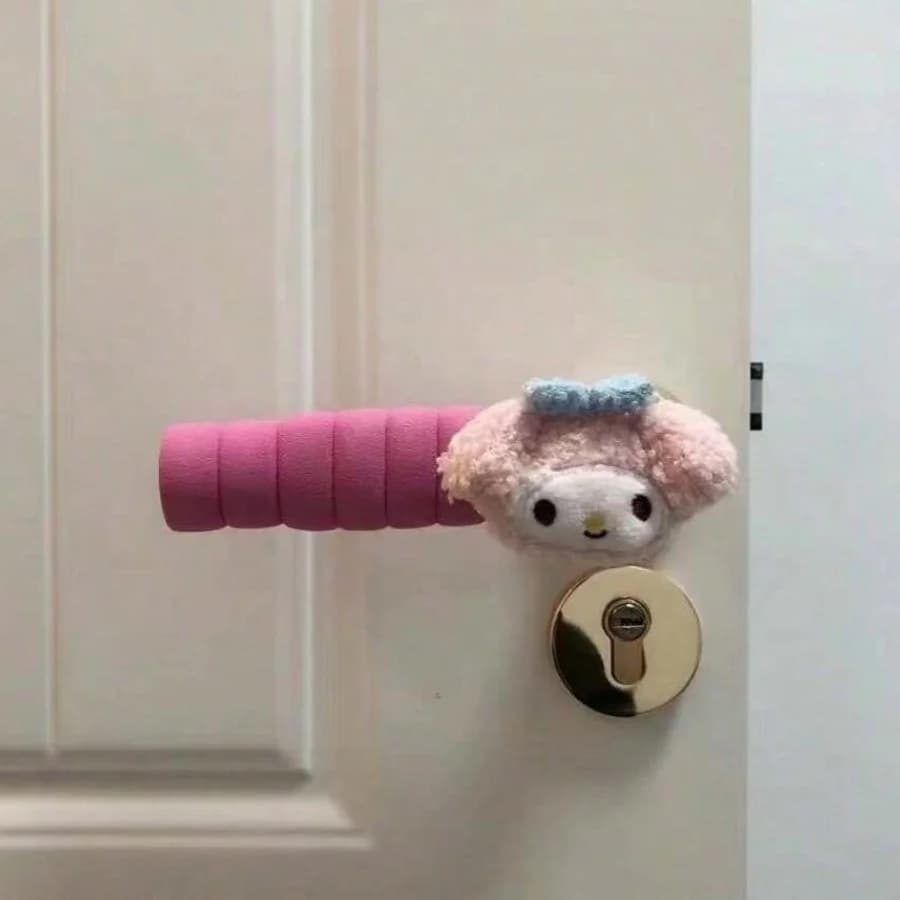 2 pz/set MyMelody Maniglia Della Porta Copertura Protettiva Y2K Kawaii Anti-Collisione Decorazione Della Porta Del Fumetto Casa Antistatico Decor