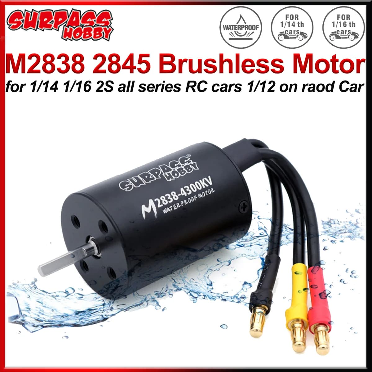 SURPASS HOBBY M2838 2845 Motore interno brushless roto impermeabile per RC 1/14 1/16 1/12 Off Road Car MJX Hyper Go 14301/14302/14303