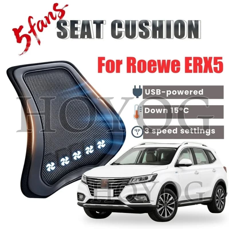 For Roewe ERX5 Car Seat Cooling Lumbar Support Cushion Back Support Pillow USB Fan 3 Speed Ventilated Mesh Ergonomic Waist Rest