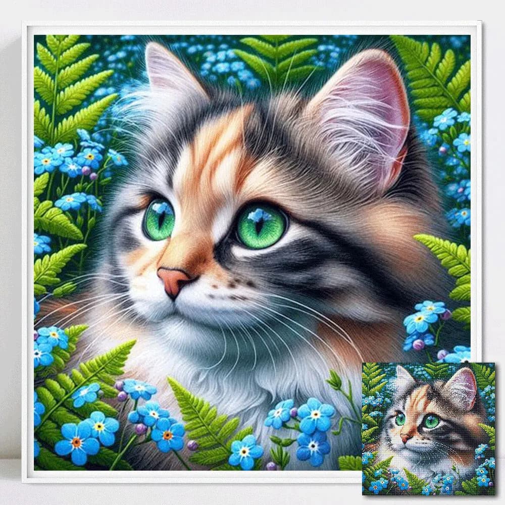 Dipinto Diamantato 5D Fai da Te con Gatto, Ricamo Diamantato, Immagine Animale con Strass, Quadri Decorativi in Offerta