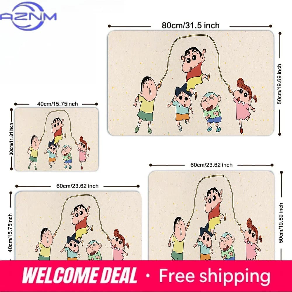 Tappetino Assorbente Antiscivolo per Asciugatura Piatti con Stampa Divertente Crayon Shin-chan Kasukabe Squad Jump Rope