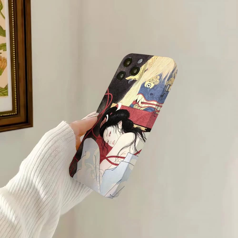 Custodia rigida per telefono con pellicola lucida giapponese Ukiyo e Figura Mythical Beast per Samsung Galaxy A56 A26 A36 A55 A35 A54 A24 A25 A22 4G 5G