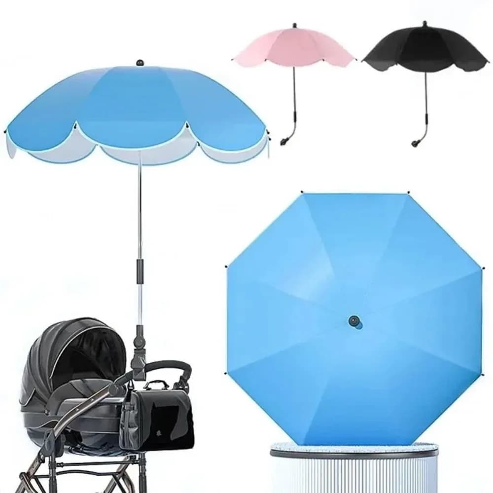 Adjustable Clamp Stroller Umbrella Rainproof UV Sunshade Stroller Sunshade Umbrella Durable Frame Portable Stroller Parasol