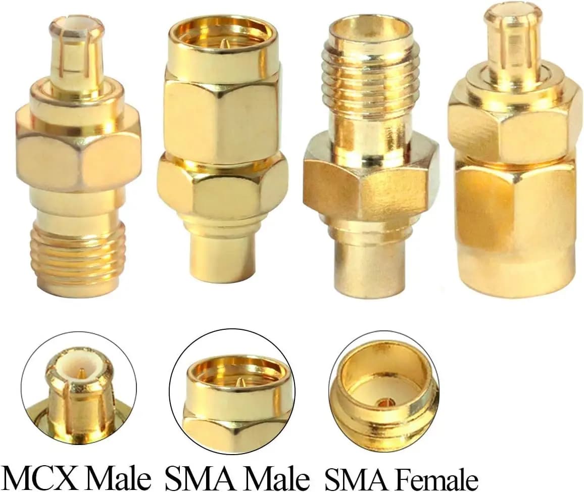 Connettori SMA a MCX Maschio-Femmina, Adattatore Coassiale per Antenna WiFi/Rete/Router WiFi/Cavo Coassiale, Placcato in Oro
