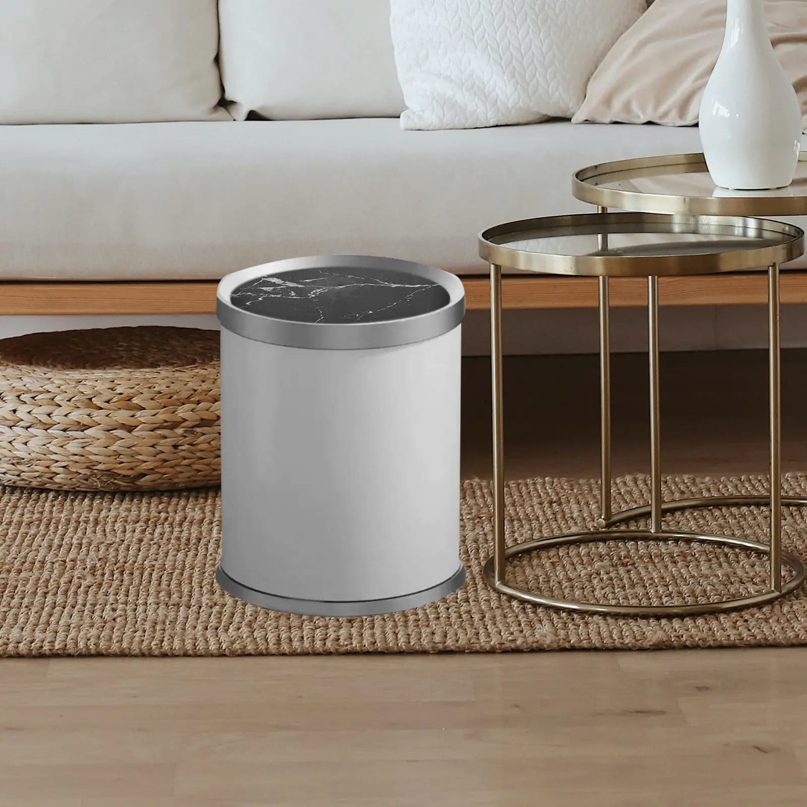 Texture Trash Can Lid Replacement Swing Flap Garbage Can Cover Waste Basket Lid for Countertop Slim Tall Trash Cans