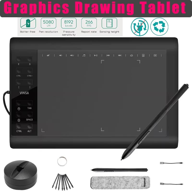 Digital Tablet Drawing Professional Graphics Drawing Tablet 12 Express Keys for Windows Mac for Painting Designing Online Course