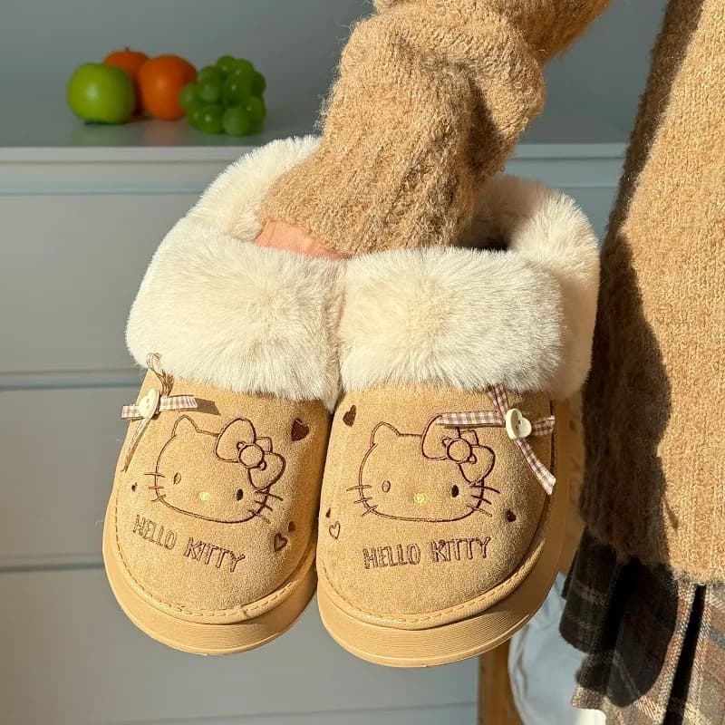 Collezione di Pantofole Invernali Hello Kitty, Adorabili Scarpe Cartoon Sanrio, Calde e Traspiranti, Stivali da Neve, Regalo per Ragazze