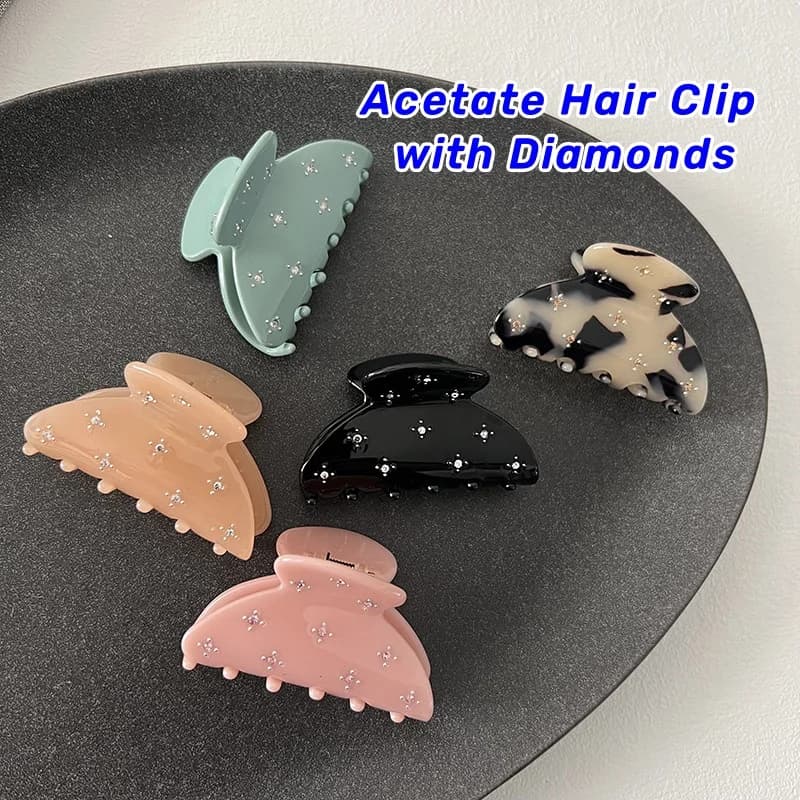Shark Hairpin Starry Hair Claw for Women Acetate Claw Clip Rhinestones Gradient Color Starfish Hair Clip Claw Hair Accessories