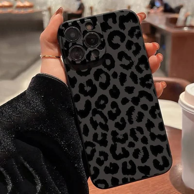 Custodia per telefono alla moda con stampa leopardata nera per Samsung Galaxy S25 FE S24 S23 S22 Ultra S21 Plus A16 A26 A25 A24 A36 A56 A55 A54 Cover