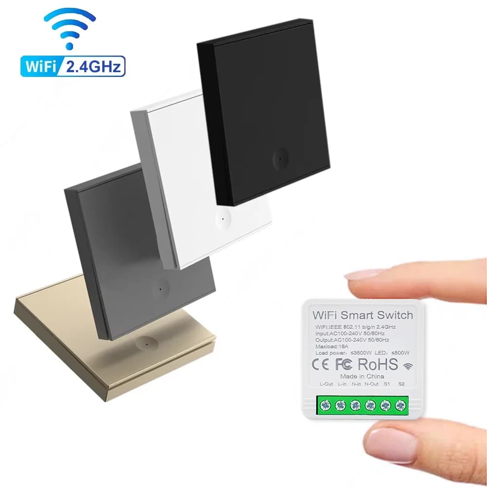 QIACHIP Trasmettitore a Pannello Wireless 2.4G Tipo 86 e Ricevitore Smart WiFi per Controllo Luci AC 110V 220V con Controllo Vocale