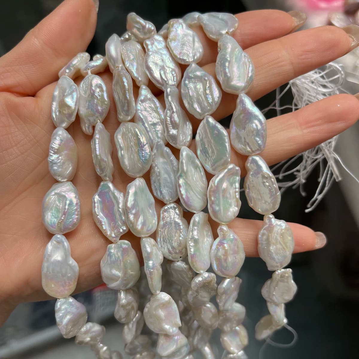 Perla d'acqua dolce naturale Perla parocca 12x18mm Per la creazione di gioielli Collana fai da te Orecchini Bracciale Accessorio Lunghezza 18 cm