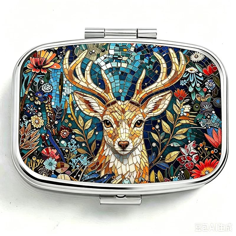 1pc, 2D Flat, Black Background with Golden Foil Embossed Floral Pattern, Daily Travel Portable Pill Box, Moisture-Proof Small Medicine Box, Multifunctional Storage for Vitamins And Supplements, Small Jewelry Organizer, Waterproof Pill Container