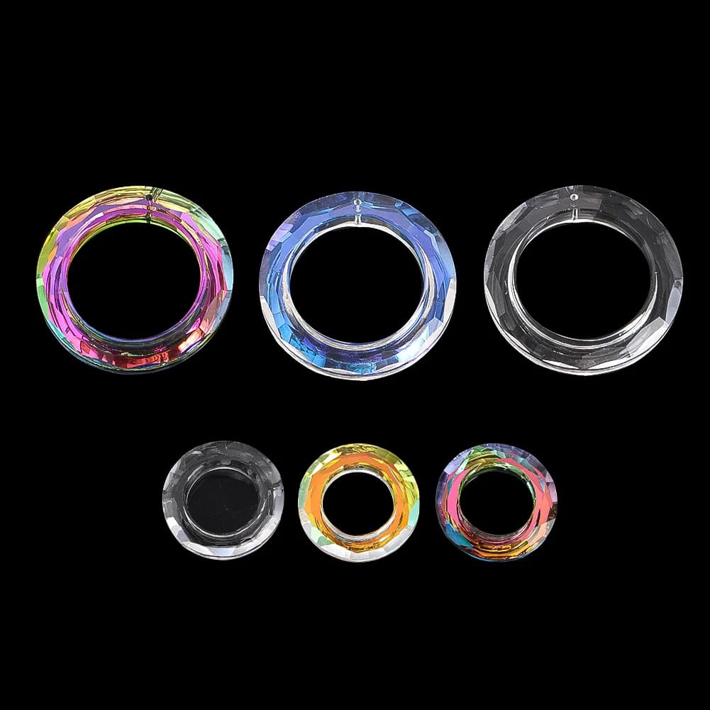 30/50mm Ring Circle Crystal Suncatcher Hanging Chandelier Parts DIY Wind Chimes Prism Pendant Rainbow Maker Decor Jewelry Making