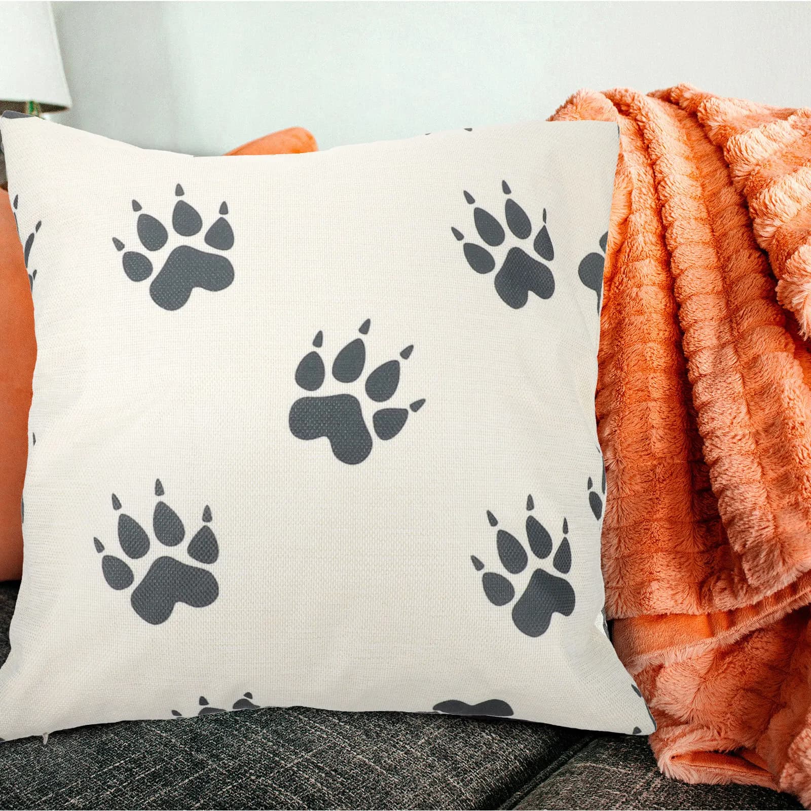 2Pcs Pillowcase Dog Paw Print Washable Sofa Cushion Covers Supple Home Decorative Pillowcases Comfortable Stylish